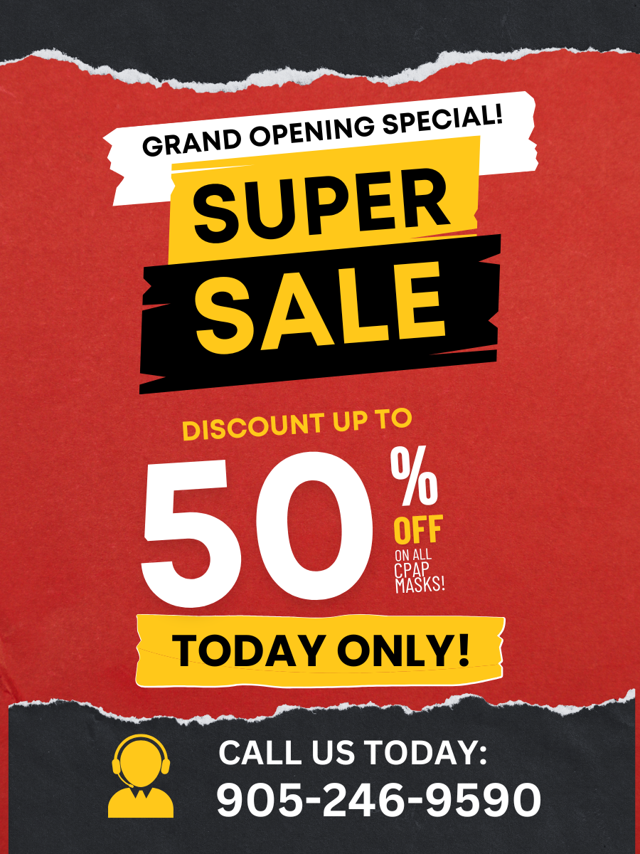 Get up to 50% off all CPAP Masks (Some Restrictions Apply- Call 905-246-9590 Today)!